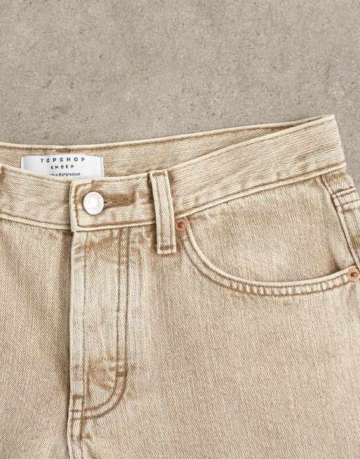 Topshop Ember low rise relaxed straight leg jeans in beige, 8 of 8