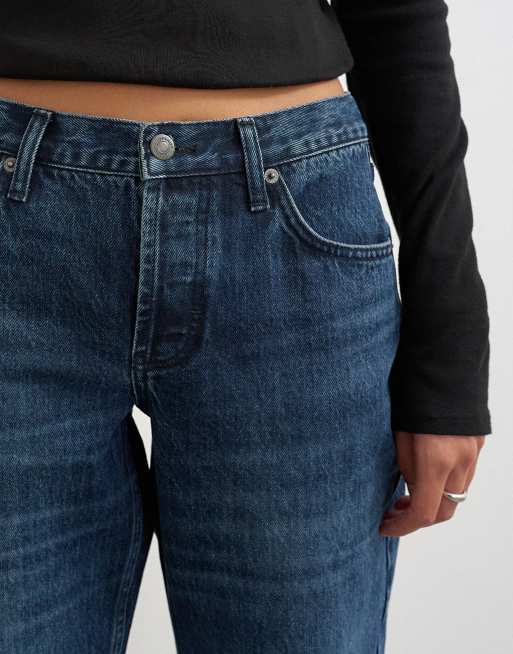 Topshop Ember low rise relaxed straight leg jeans in blue black, 3 of 5