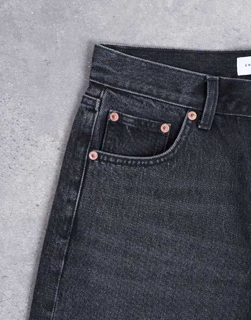 Topshop Ember low rise relaxed straight leg jeans in washed black, 5 of 7