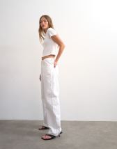 Topshop Ember low rise straight jean in white