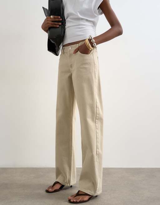 Topshop Ember low rise straight jeans in oat, 4 of 7