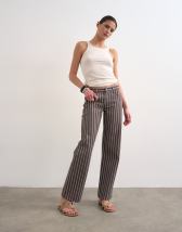 Topshop Ember low rise straight leg jean in chocolate stripe