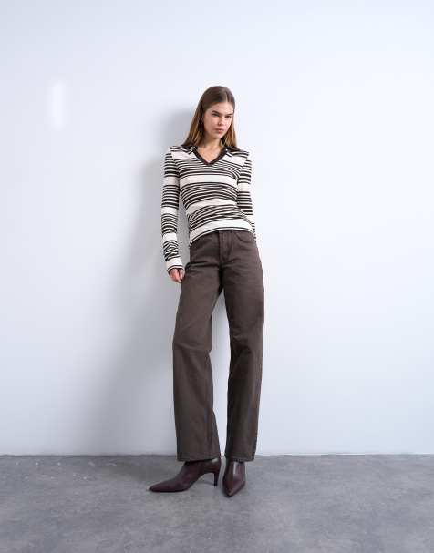 Topshop Ember low rise straight leg jean in chocolate