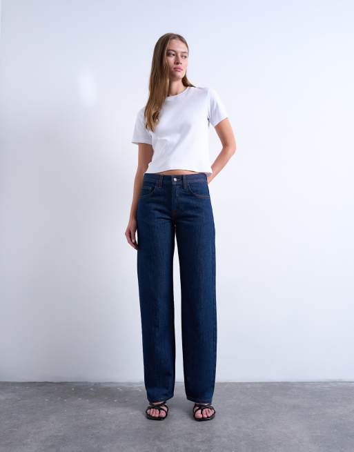 Topshop Ember low rise straight leg jean in indigo rinse