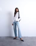[Topshop] Topshop Ember low rise straight leg jeans in bleach-Blue W24 L32 Bleach