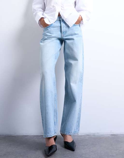 Topshop Ember low rise straight leg jeans in bleach