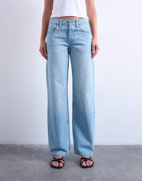Topshop Ember low rise straight leg jeans in bleach - view 1