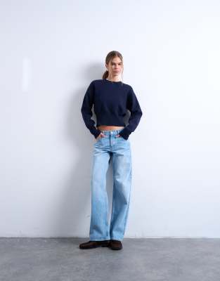 Topshop Ember Low Rise Straight Leg Jeans In Blue