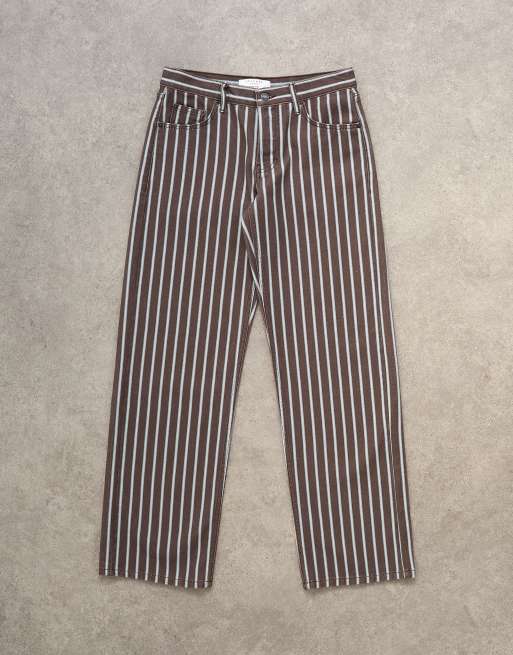 Topshop Ember low rise straight leg jeans in chocolate stripe, 6 of 7