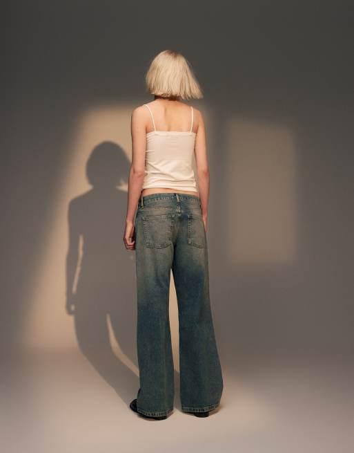 Topshop Ember low rise straight leg jeans in grime blue, 2 of 5