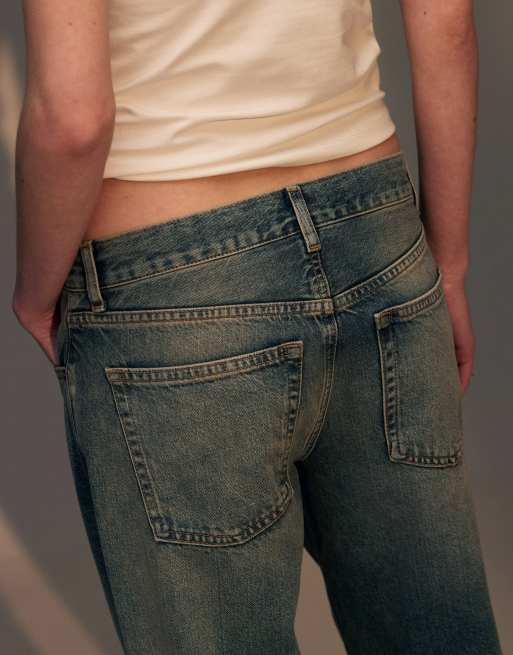 Topshop Ember low rise straight leg jeans in grime blue, 4 of 5