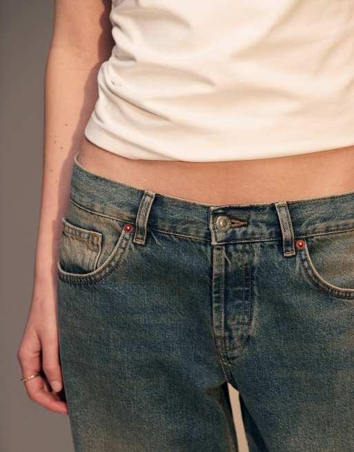 Topshop Ember low rise straight leg jeans in grime blue, 5 of 5