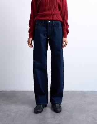 Topshop Ember Low Rise Straight Leg Jeans In Blue