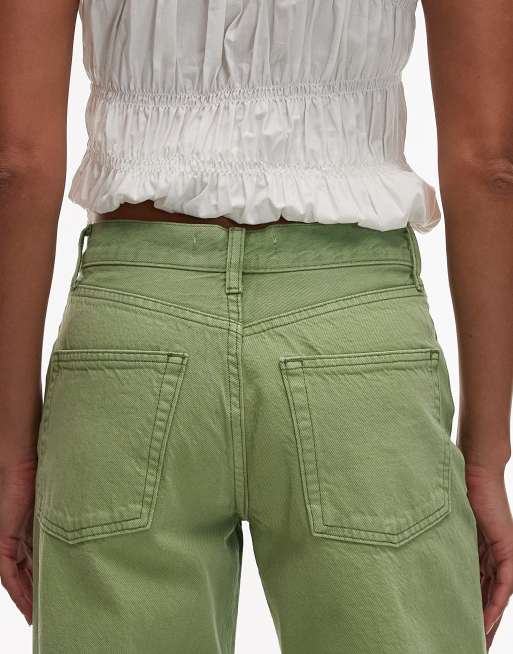 Topshop Ember low rise straight leg jeans in lime green, 4 of 5