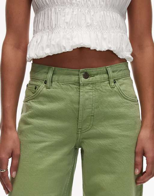 Topshop Ember low rise straight leg jeans in lime green, 5 of 5