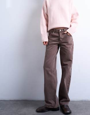 Topshop Ember Low Rise Straight Leg Jeans In Brown