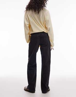 Topshop Ember Low Rise Straight Leg Jeans In Black