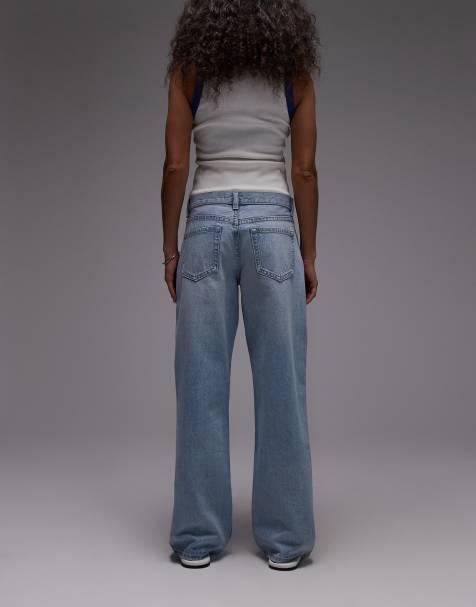 Topshop Ember low rise wide leg jean in bleach - view 2