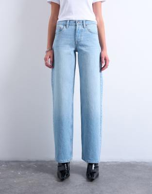 Topshop Ember Low Rise Wide Leg Jean In Blue