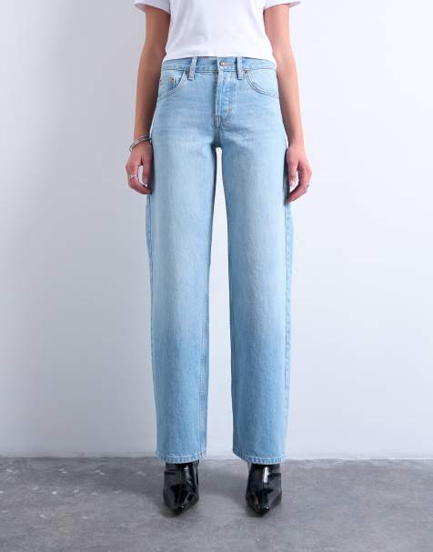 Topshop Ember low rise wide leg jean in bleach - view 1