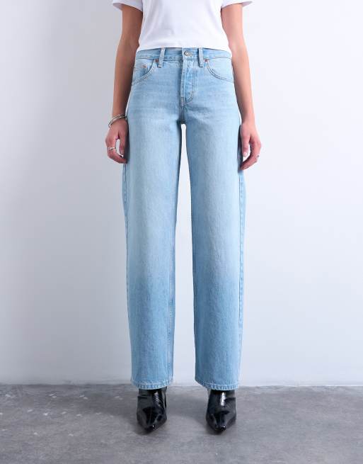Topshop Ember low rise wide leg jean in bleach