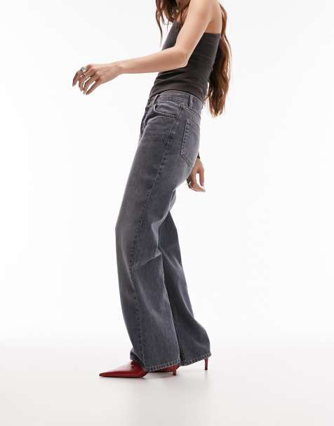 Topshop Ember low rise wide leg jean in smokey blue - view 1