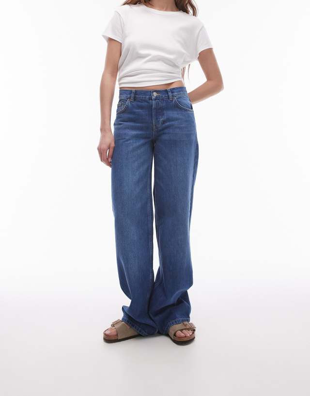 Topshop - ember low wide leg jeans in rich blue