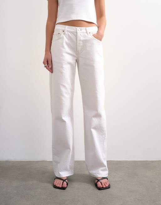 Topshop - Ember - Ruimvallende rechte jeans met lage taille in wit, 2 van 7