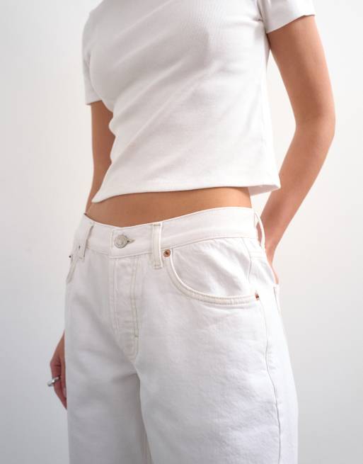 Topshop - Ember - Ruimvallende rechte jeans met lage taille in wit, 4 van 7