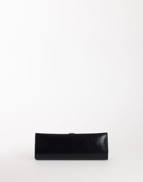 Topshop Ember small envelope clutch bag in black - view 1