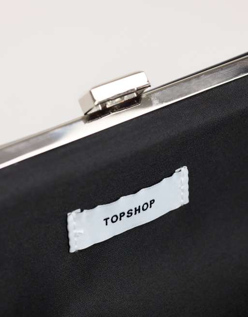 Topshop Ember small envelope clutch bag in black, 4 of 4