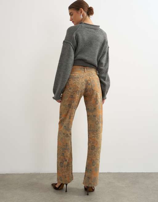 Topshop Ember Straight-Jeans mit niedrigem Bund aus Jacquard, 3 von 5