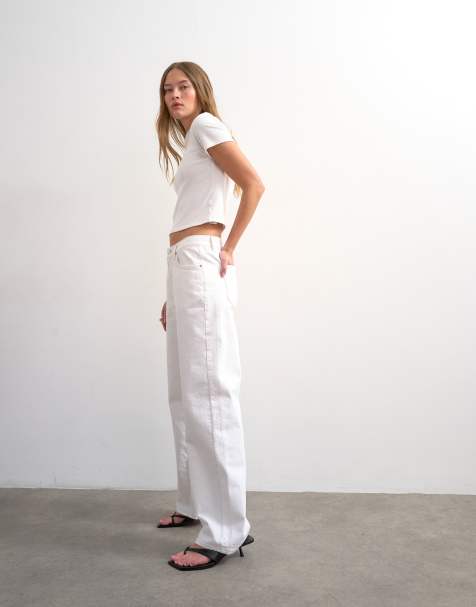 Topshop - Ember - Vaqueros blancos de talle bajo y corte recto holgado - view 1