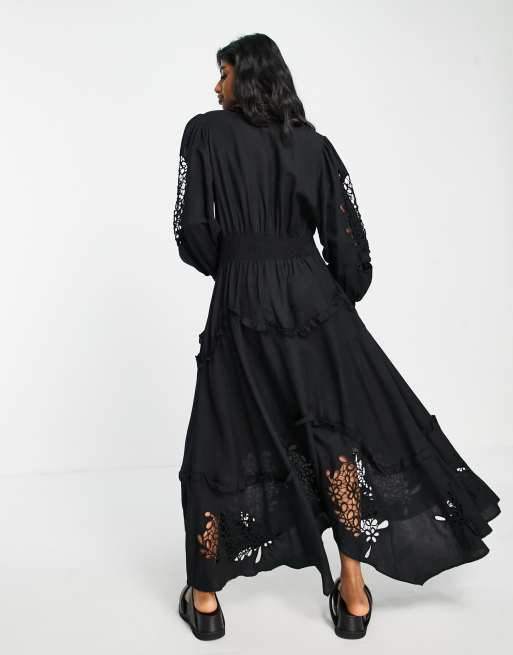 Topshop black embroidered dress sale