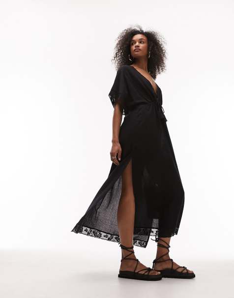 Long black cover up cheap dress