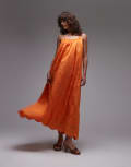 [Topshop] Topshop embroidered midi dress in orange 8 ORANGE