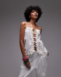 [Topshop] Topshop embroidered scarf lace cami in white 16 WHITE