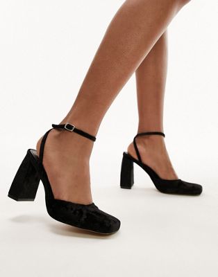 Topshop Emilia two part heeled shoe in black - ASOS Price Checker