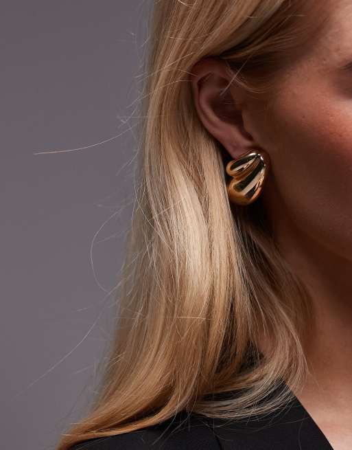 Topshop - Emilie - Orecchini a bottone doppi a goccia color oro