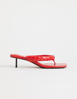 Topshop Emily Pin Heel Woven Flip Flops In Multi
