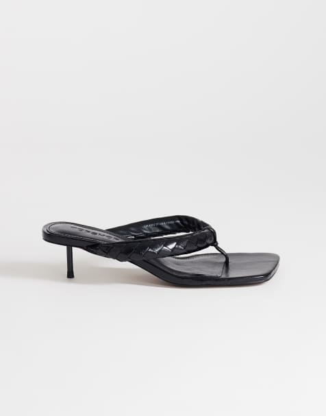 Topshop – Emily – Svarta vävda sandaler med tårem - view 1