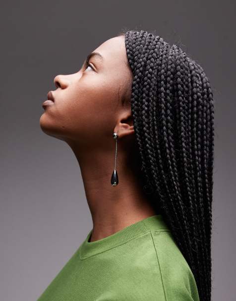 Topshop - Emma - Boucles d'oreilles en acier inoxydable étanche avec pendant goutte d'eau - Argenté - view 1