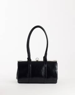 Emma medium clasp shoulder bag in black