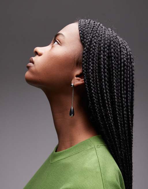Topshop - Emma - Orecchini pendenti argentati a goccia in acciaio inossidabile resistente all'acqua