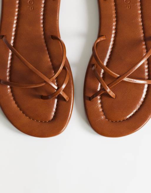 Topshop - Emma - Platte sandalen met bandjes in bruin, 2 van 4