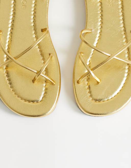 Topshop - Emma - Platte sandalen met bandjes in goud, 4 van 4