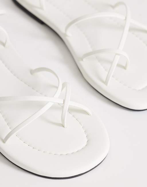 Topshop - Emma - Sandalias blancas planas con diseño de tiras, 3 de 4