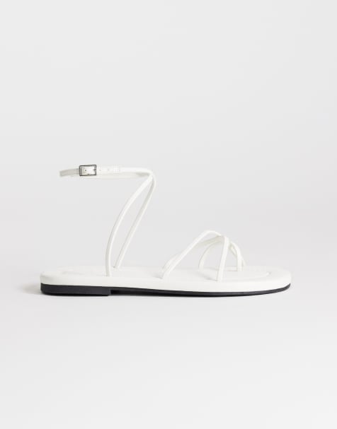 Topshop Emma strappy flat sandal in white - view 1