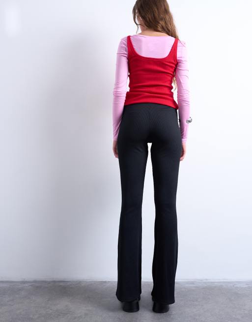 Topshop – Enge, gerippte Schlaghose in Schwarz, 5 von 5