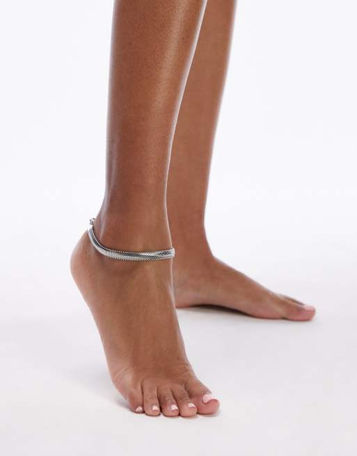 Topshop - Enkelbandje van platte ketting in zilver, 4 van 4